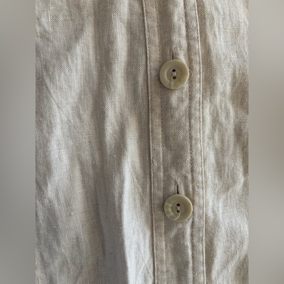 Linen Oatmeal Button-Up Dress - Picture 8 of 9